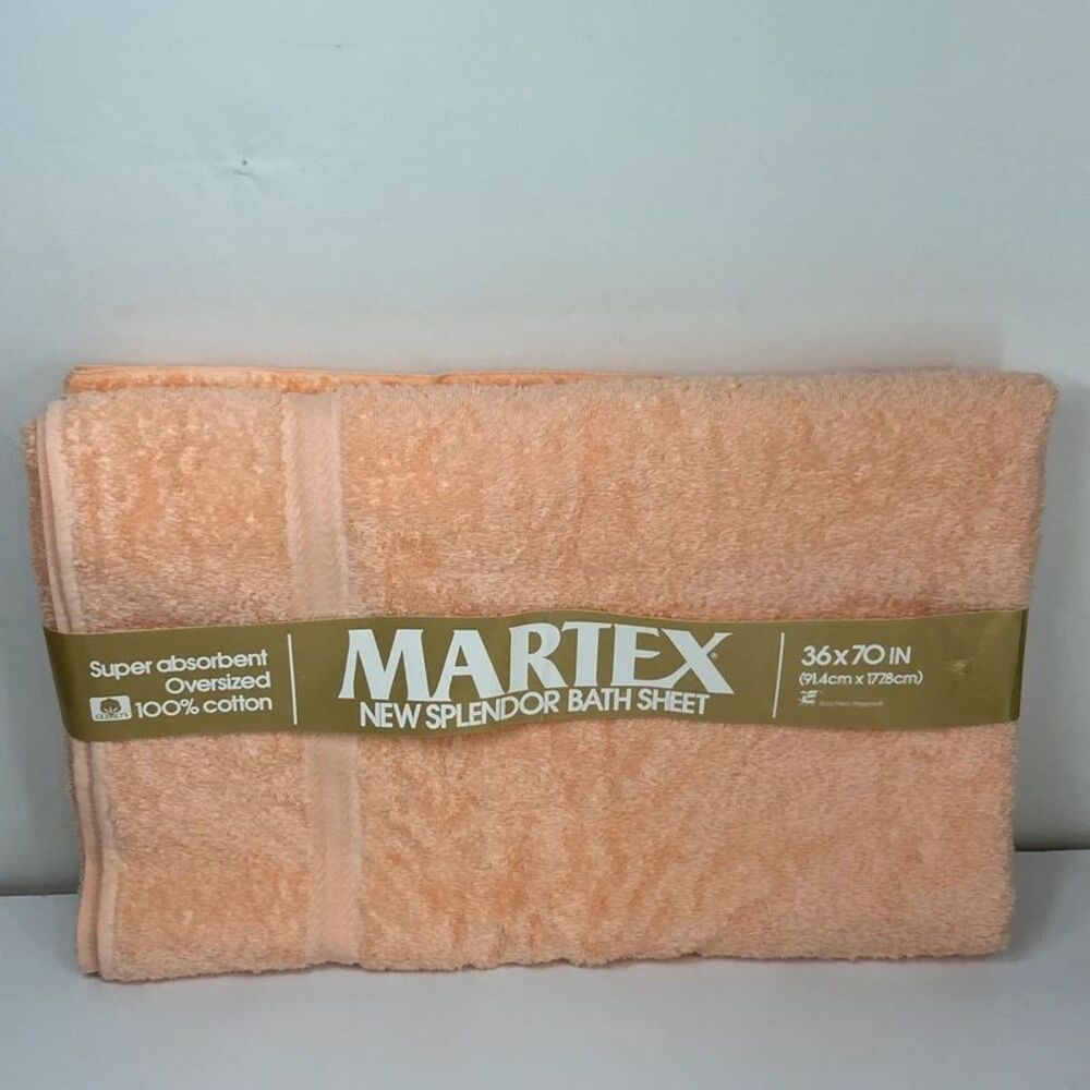 Vtg Martex Splendor Bath Towel Sheets 36x70" West Point Pepperell Peach Oversize